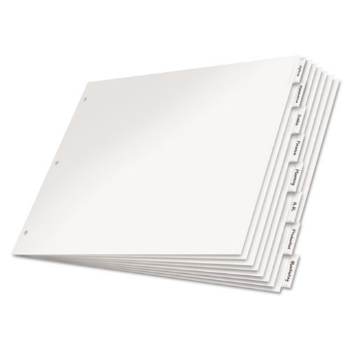 Picture of paper insertable dividers, 8-tab, 11 x 17, white, clear tabs, 1 set