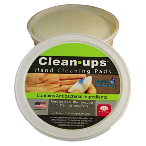 Picture of Clean-Ups Hand Cleaning Pads, Cloth, 1-Ply, 3" dia, Mild Floral Scent, 60/Tub