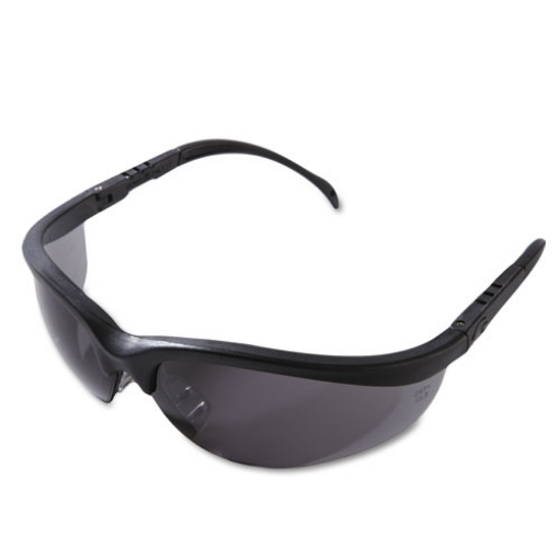 Picture of klondike safety glasses, matte black frame, gray lens, 12/box