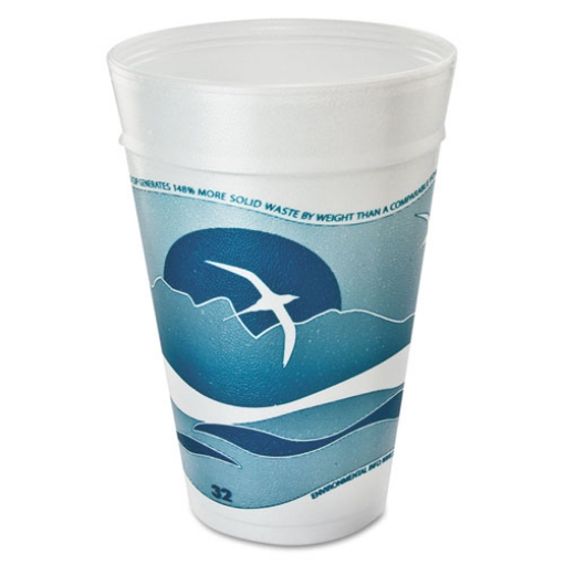 Picture of Horizon Hot/cold Foam Drinking Cups, 32 Oz, Printed, Aqua/white, 25/bag, 20 Bags/carton