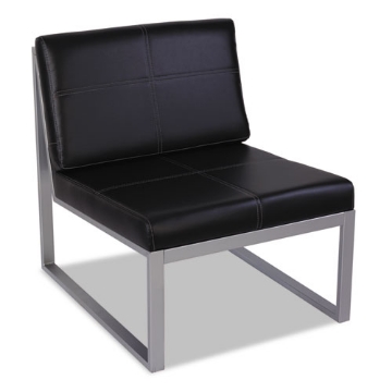 Picture of alera ispara series armless chair, 26.57" x 30.71" x 31.1", black seat, black back, silver base