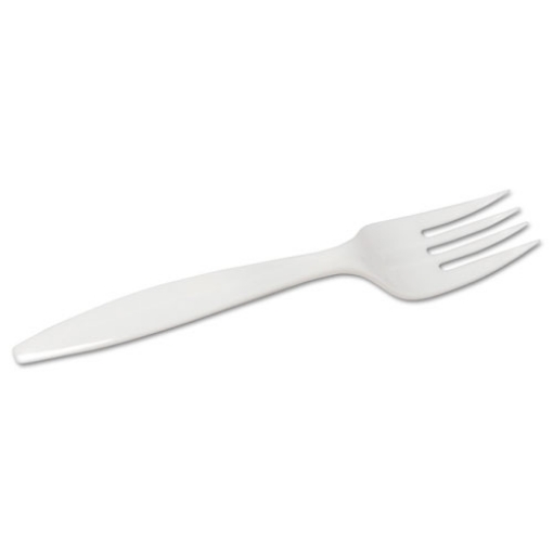 Picture of Mediumweight Polypropylene Cutlery, Fork, White, 1,000/carton