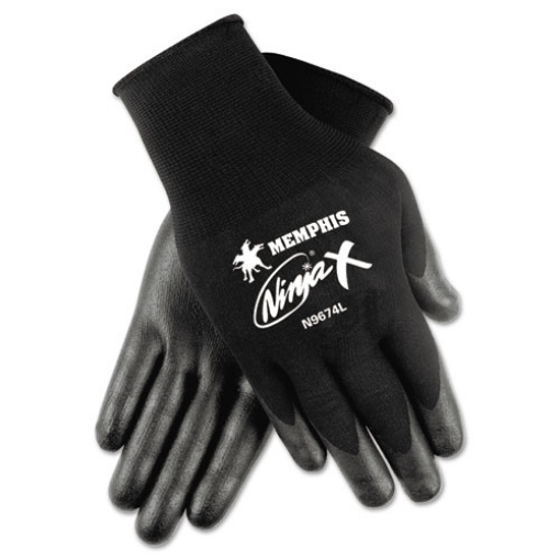 Picture of Ninja X Bi-Polymer Coated Gloves, Large, Black, Pair