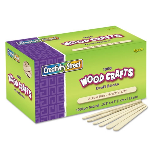 Picture of Natural Wood Craft Sticks, 4.5" X 0.38", Natural, 1,000/box