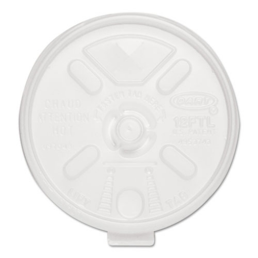 Picture of Lift N' Lock Plastic Hot Cup Lids, With Straw Slot, Fits 10 Oz To 14 Oz Cups, Translucent, 100/sleeve, 10 Sleeves/carton