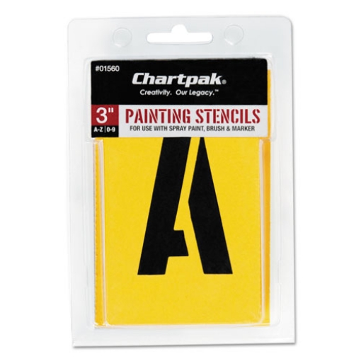 Picture of Professionial Lettering Stencils, Painting Stencil Set, A-Z Set/0-9, 3", Manila, 35/set