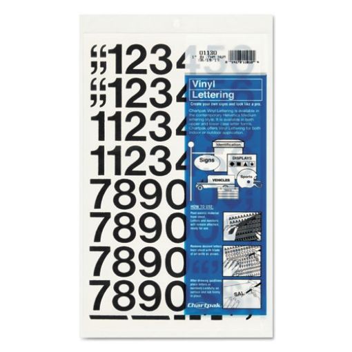 Picture of Press-On Vinyl Numbers, Self Adhesive, Black, 1"h, 44/pack