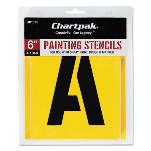 Picture of Professional Lettering Stencils, Painting Stencil Set, A-Z Set/0-9, 6", Manila, 35/set