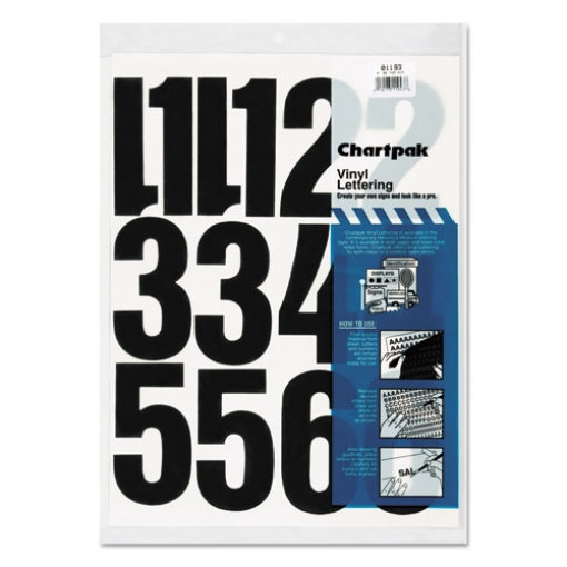 Picture of Press-On Vinyl Numbers, Self Adhesive, Black, 4"h, 23/pack