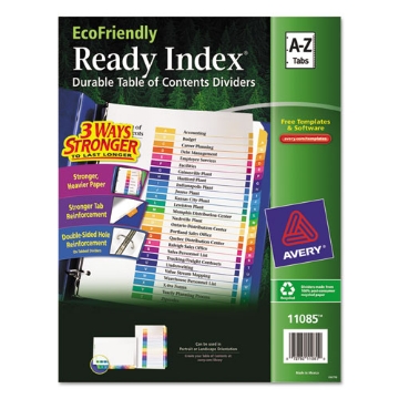 Picture of Customizable Table Of Contents Ready Index Dividers With Multicolor Tabs, 26-Tab, A To Z, 11 X 8.5, White, 1 Set