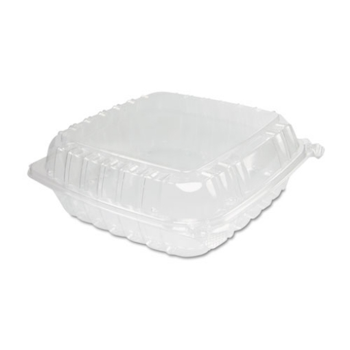 Picture of ClearSeal Hinged-Lid Plastic Containers, 9.3 x 8.8 x 3, Clear, Plastic, 100/Bag, 2 Bags/Carton