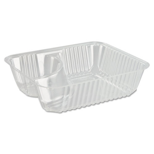 Picture of ClearPac Small Nacho Tray, 2-Compartments, 5 x 6 x 1.5, Clear, Plastic, 125/Bag, 2 Bags/Carton