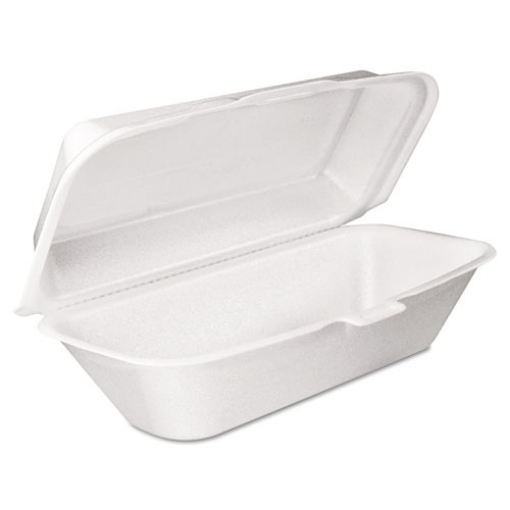 Picture of Foam Hinged Lid Container, Hoagie Container With Removable Lid, 5.3 X 9.8 X 3.3, White, 125/bag, 4 Bags/carton