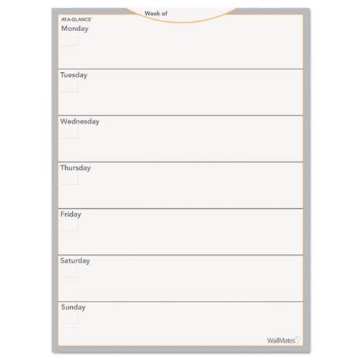 Picture of Wallmates Self-Adhesive Dry Erase Weekly Planning Surfaces, 18 X 24, White/gray/orange Sheets, Undated