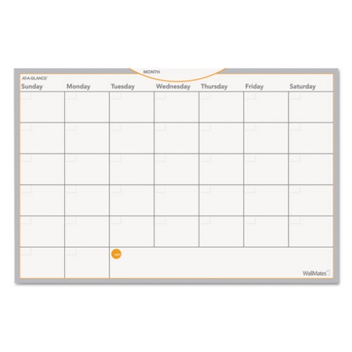 Picture of Wallmates Self-Adhesive Dry Erase Monthly Planning Surfaces, 18 X 12, White/gray/orange Sheets, Undated