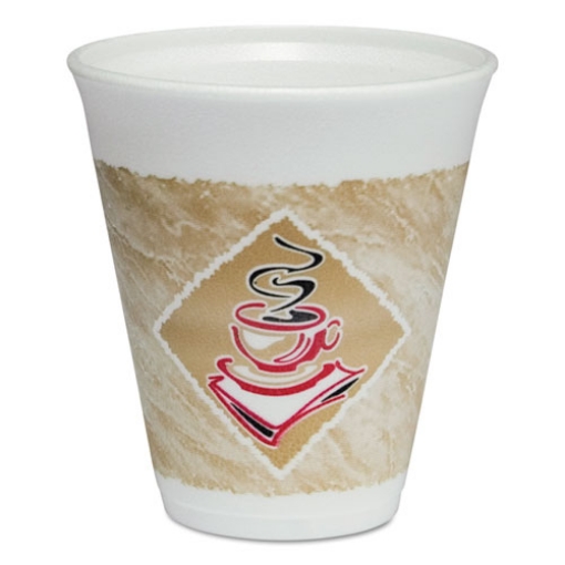 Picture of Cafe G Foam Hot/cold Cups, 12 Oz, Brown/red/white, 20/pack