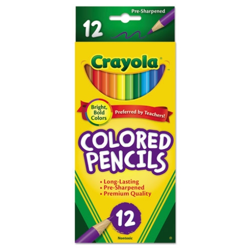 Picture of Long-Length Colored Pencil Set, 3.3 mm, 2B, Assorted Lead and Barrel Colors, Dozen