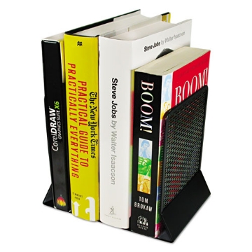 Picture of Urban Collection Punched Metal Bookends, Nonskid, 5.5 x 6.5 x 6.5, Perforated Steel, Black, 1 Pair