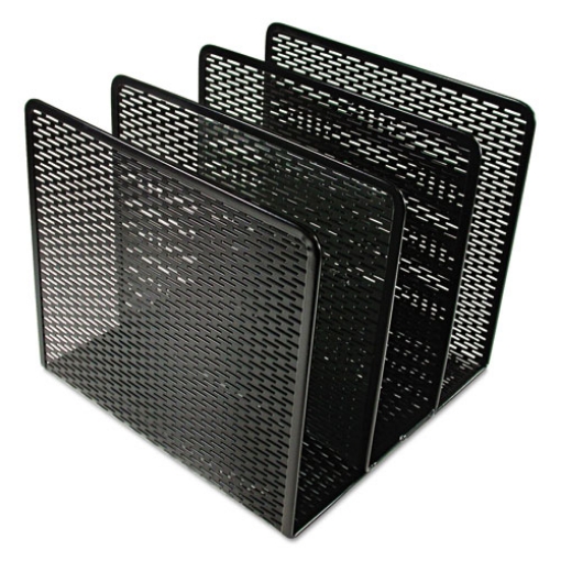 Picture of Urban Collection Punched Metal File Sorter, 3 Sections, Letter Size Files, 8" X 8" X 7.25", Black
