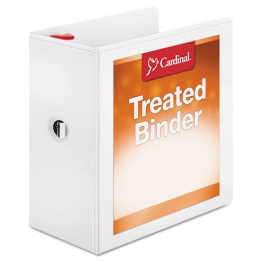 Picture of Treated Clearvue Locking Slant-D Ring Binder, 3 Rings, 5" Capacity, 11 X 8.5, White