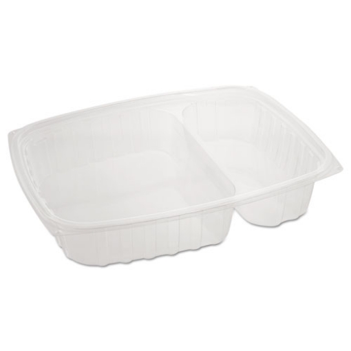 Picture of ClearPac Containers, 2-Compartment, 32.8 oz, 7.4 x 9 x 1.7, Clear, Plastic, 63/Pack, 4 Packs/Carton