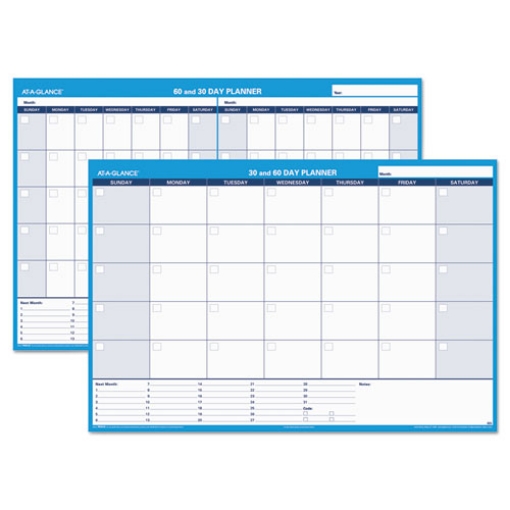 Picture of 30/60-Day Undated Horizontal Erasable Wall Planner, 48 X 32, White/blue Sheets, Undated