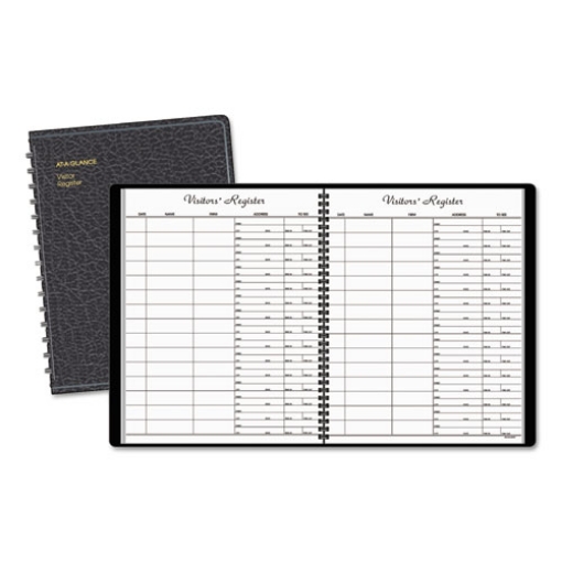 Picture of Visitor Register Book, Black Cover, 10.88 X 8.38 Sheets, 60 Sheets/book