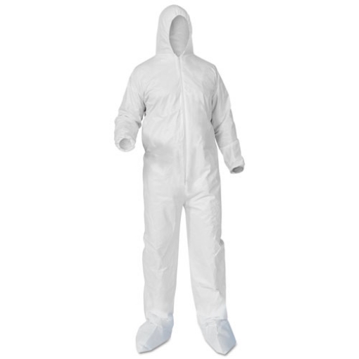 Picture of A35 Liquid And Particle Protection Coveralls, Zipper Front, Hood/boots, Elastic Wrists/ankles, Medium, White, 25/carton