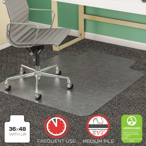 Picture of Supermat Frequent Use Chair Mat, Med Pile Carpet, Flat, 36 X 48, Lipped, Clear