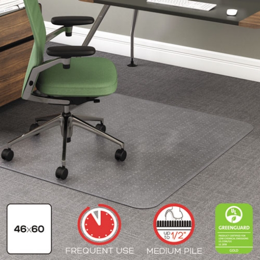 Picture of Rollamat Frequent Use Chair Mat, Medium Pile Carpet, Flat, 46 X 60, Rectangle, Clear