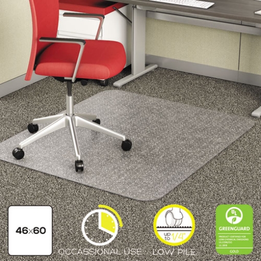 Picture of Economat Occasional Use Chair Mat, Low Pile Carpet, Flat, 46 X 60, Rectangle, Clear