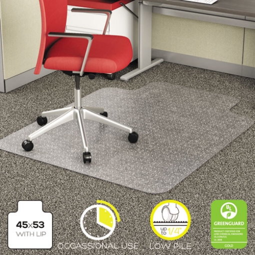 Picture of Economat Occasional Use Chair Mat For Low Pile Carpet, 45 X 53, Wide Lipped, Clear