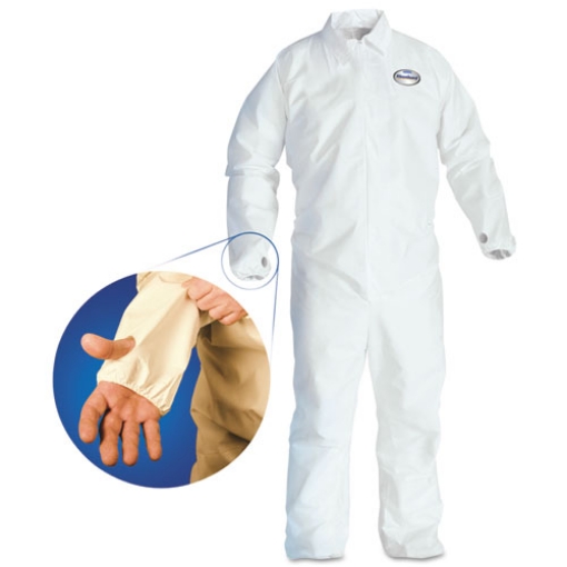 Picture of A40 Breathable Back Coverall with Thumb Hole, 2X-Large, White/Blue, 25/Carton