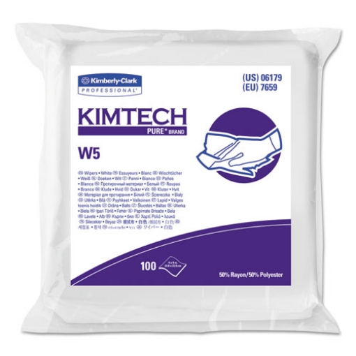 Picture of W5 Critical Task Wipers, Flat Double Bag, Spunlace, 9 x 9, Unscented, White, 100/Pack, 5 Packs/Carton