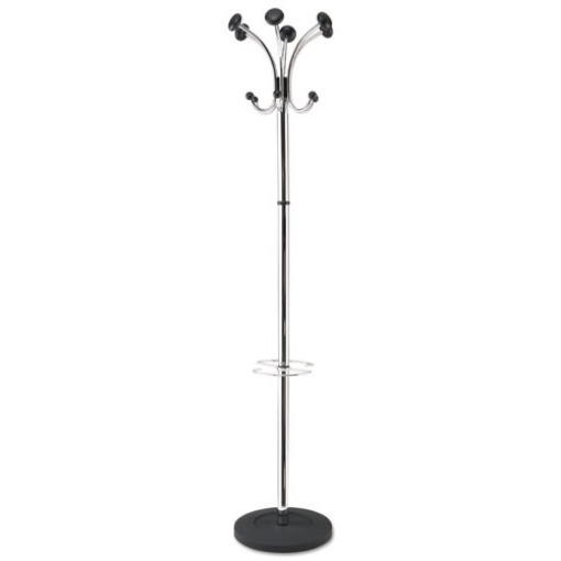 Picture of Chromy Coat Stand, 12 Knobs, 16w X 16d X 70.5h, Chrome/black