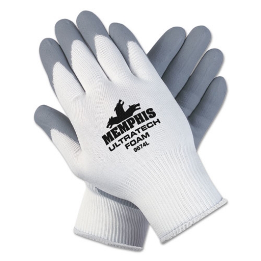 Picture of Ultra Tech Foam Seamless Nylon Knit Gloves, X-Large, White/gray, Dozen