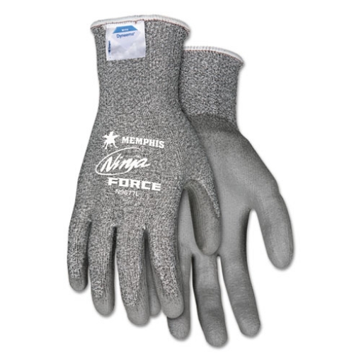 Picture of Ninja Force Polyurethane Coated Gloves, Large, Gray, Pair