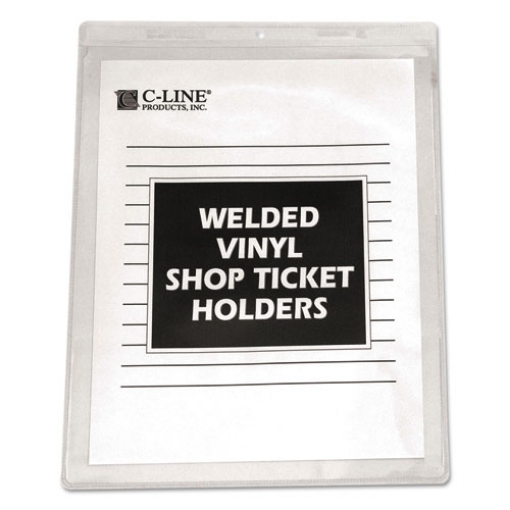 Picture of Clear Vinyl Shop Ticket Holders, Both Sides Clear, 15 Sheets, 8.5 x 11, 50/Box