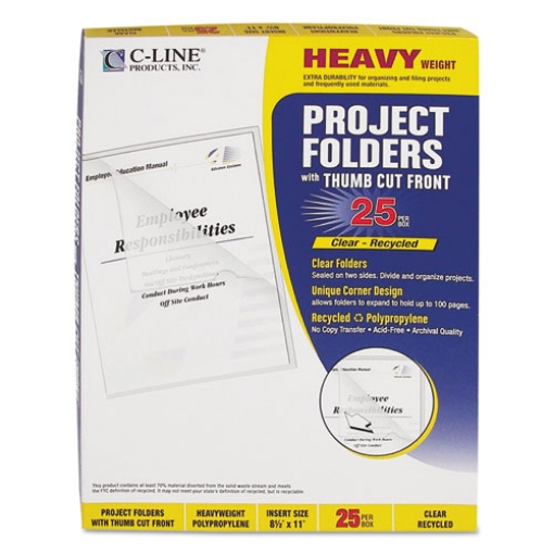 Picture of Poly Project Folders, Letter Size, Clear, 25/box