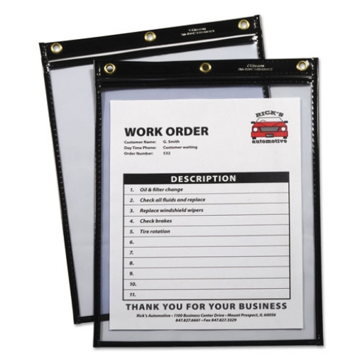 Picture of Heavy-Duty Super Heavyweight Plus Stitched Shop Ticket Holders, Clear/Black, 9 X 12, 15/Box