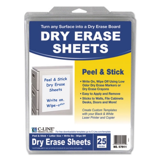 Picture of Self-Stick Dry Erase Sheets, 8.5 x 11, White Surface, 25/Box