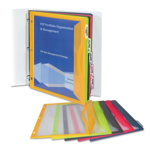 Picture of Binder Pocket With Write-On Index Tabs, 9.88 X 11.38, Assorted, 5/set