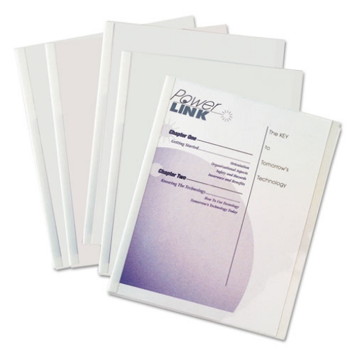 Picture of Vinyl Report Covers with Binding Bars, 0.13" Capacity,  8.5 x 11, Clear/Clear, 50/Box