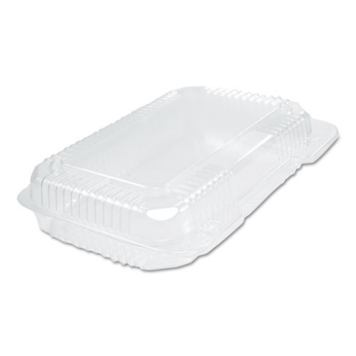 Picture of StayLock Clear Hinged Lid Containers, 6.8 x 9.4 x 2.1, Clear, Plastic, 125/Pack, 2 Packs/Carton