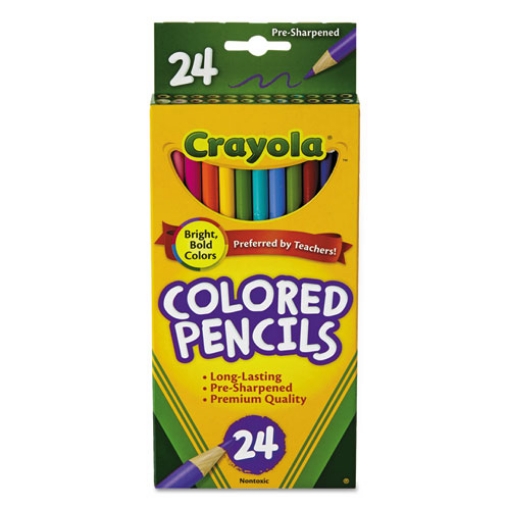 Picture of Long-Length Colored Pencil Set, 3.3 mm, 2B, Assorted Lead and Barrel Colors, 24/Pack