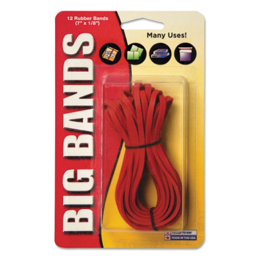 Picture of Big Bands Rubber Bands, Size 117b, 0.06" Gauge, Red, 12/pack