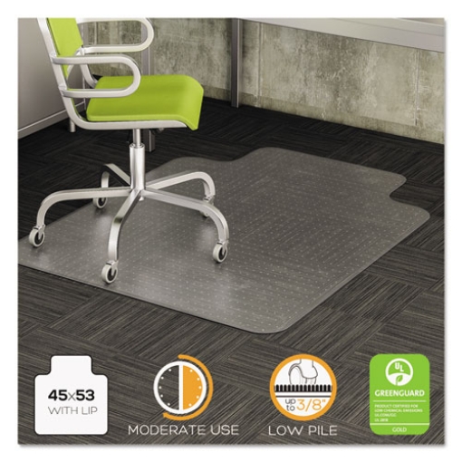 Picture of DuraMat Moderate Use Chair Mat for Low Pile Carpet, 45 x 53 with Lip, Clear, Ships in 4-6 Business Days