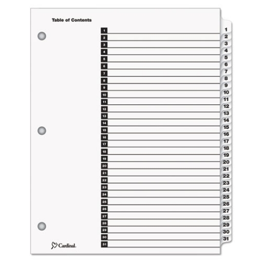 Picture of OneStep Printable Table of Contents and Dividers, 31-Tab, 1 to 31, 11 x 8.5, White, White Tabs, 1 Set