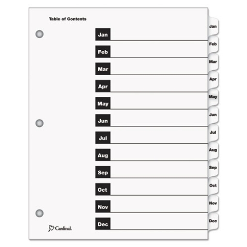 Picture of OneStep Printable Table of Contents and Dividers, 12-Tab, Jan. to Dec., 11 x 8.5, White, White Tabs, 1 Set