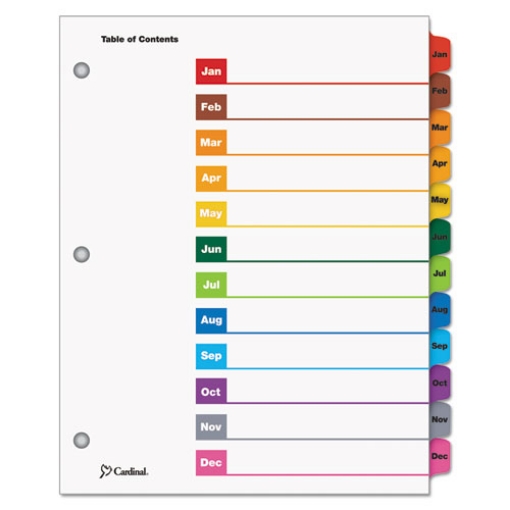 Picture of OneStep Printable Table of Contents and Dividers, 12-Tab, Jan. to Dec., 11 x 8.5, White, Assorted Tabs, 1 Set